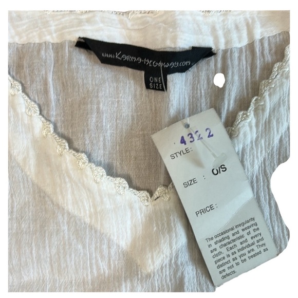 KARMA HIGHWAY , One size beach cover . Sheer ,embroidered,NWT, PTP 19 “ Med,Sm - Picture 6 of 13